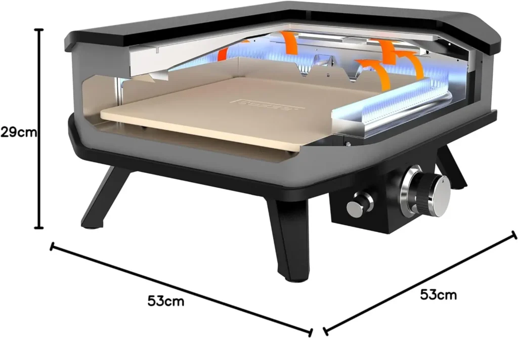 Dimensions du four à gaz Cozze